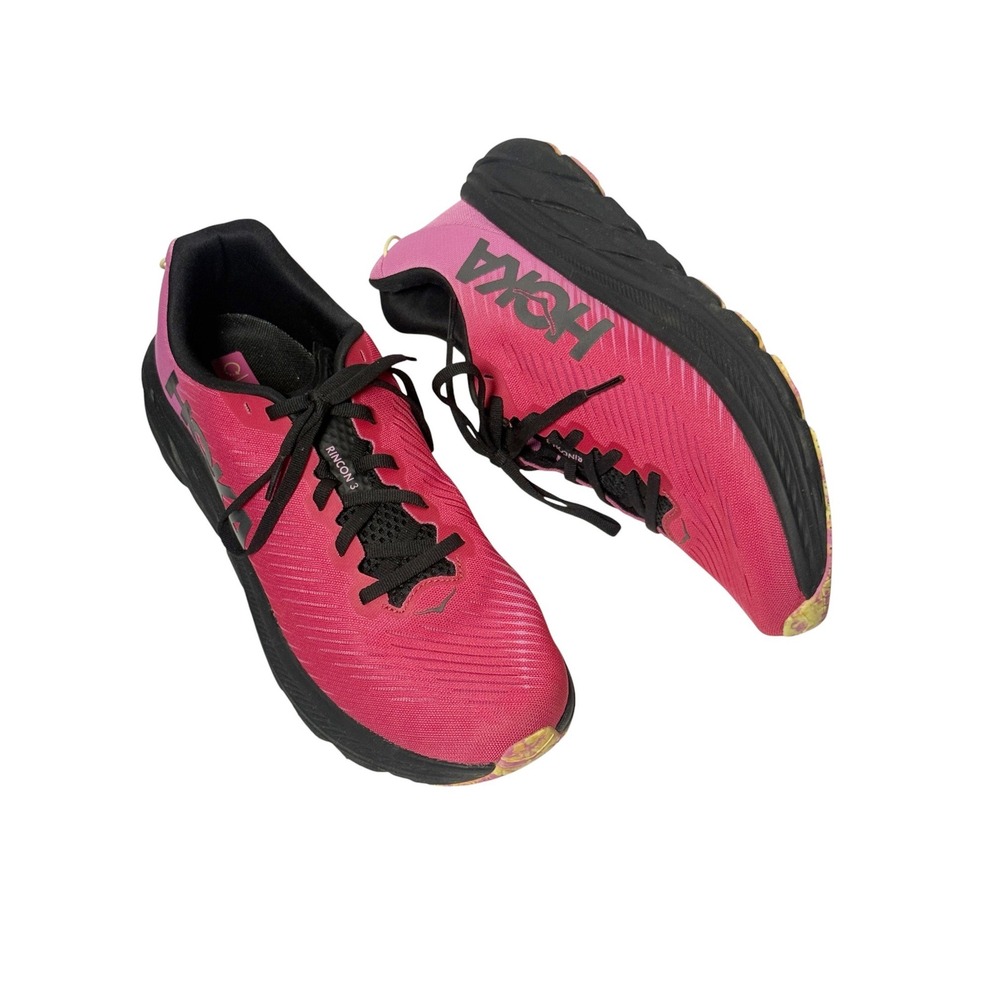 HOKA Rincon 3 Raspberry Pink Black Lightweight Running Shoes Sneakers Size 10.5B
